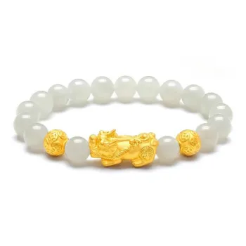 First Fortune Bracelets Pale Greenish White Jade Women's