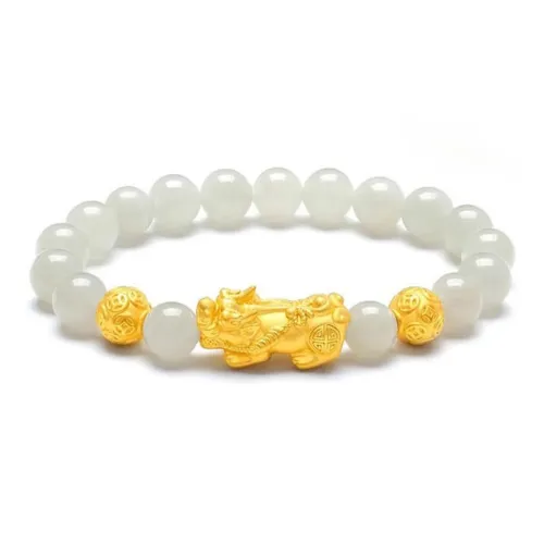 First Fortune Bracelets Pale Greenish White Jade Women's