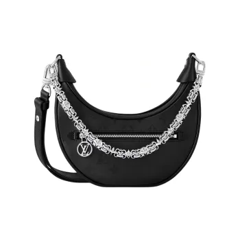 LOUIS VUITTON Loop Smooth Calfskin Moon Bag Crossbody Handbag Shoulder Bag Women's Black