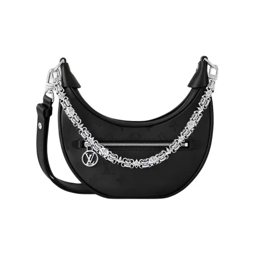 LOUIS VUITTON Loop Smooth Calfskin Moon Bag Crossbody Handbag Shoulder Bag Women's Black