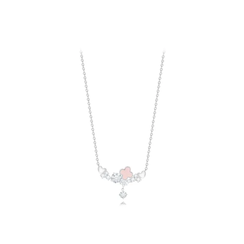 Muyan Alloy Heart Four Leaf Clover Necklace Women's-0