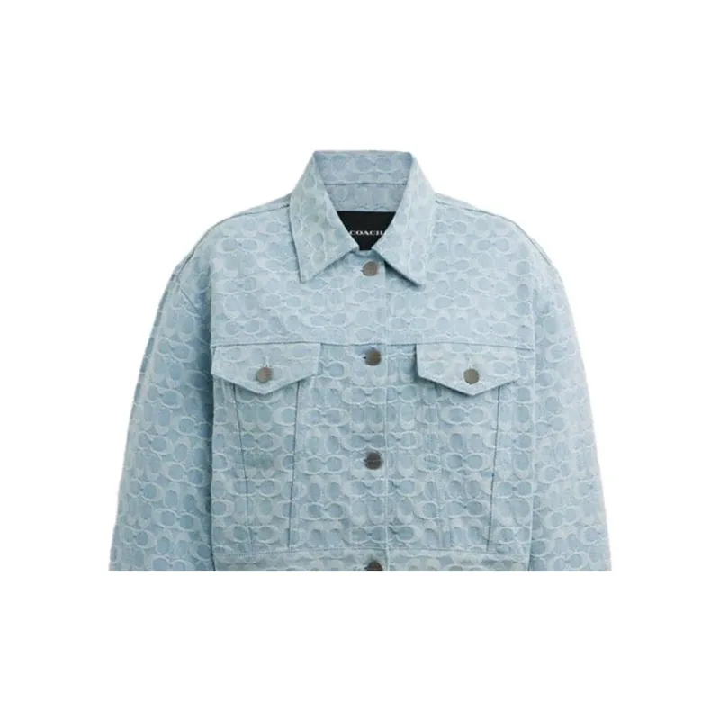 COACH Denim Jackets Women's Blue-3