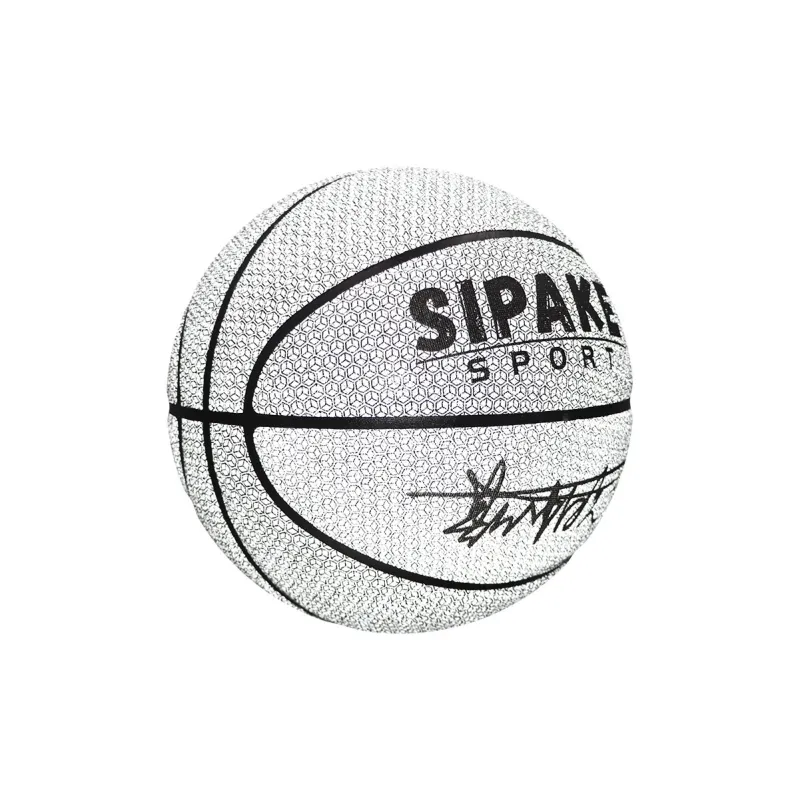 SIPAKESPORT Synthetic Leather Basketball Silver White Size 7 Standard Ball Reflective-6