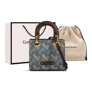 CentarlKatty Polyurethane Synthetic Leather Handbag, Crossbody Bag Regular Women's Carriage Blue & Coffee
