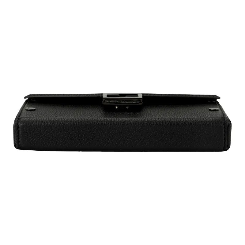 FENDI Full Grain Leather Cell Phone Pouch Crossbody Bag Shoulder Bag Men's Black-6