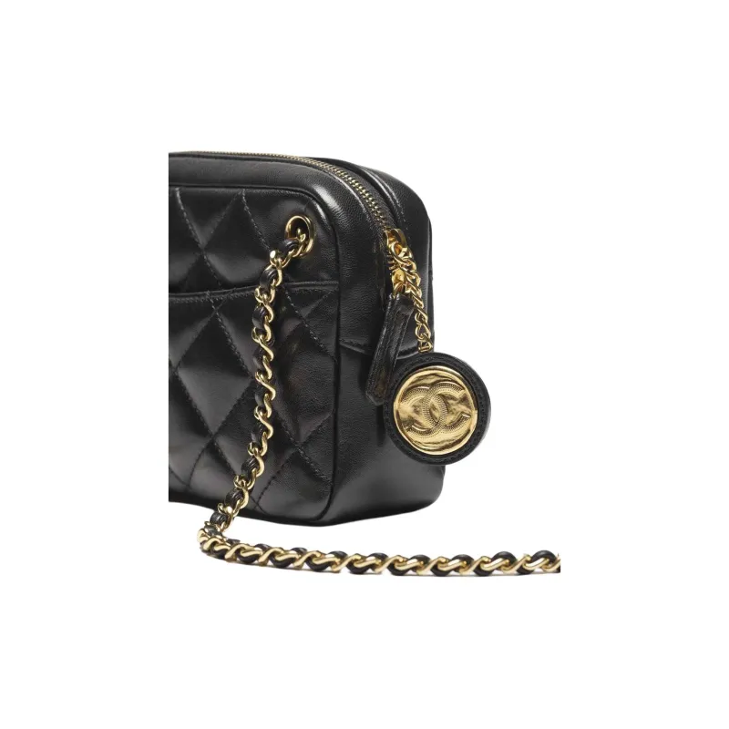 CHANEL Leather Shoulder Bag, Crossbody Bag Women's Black-3