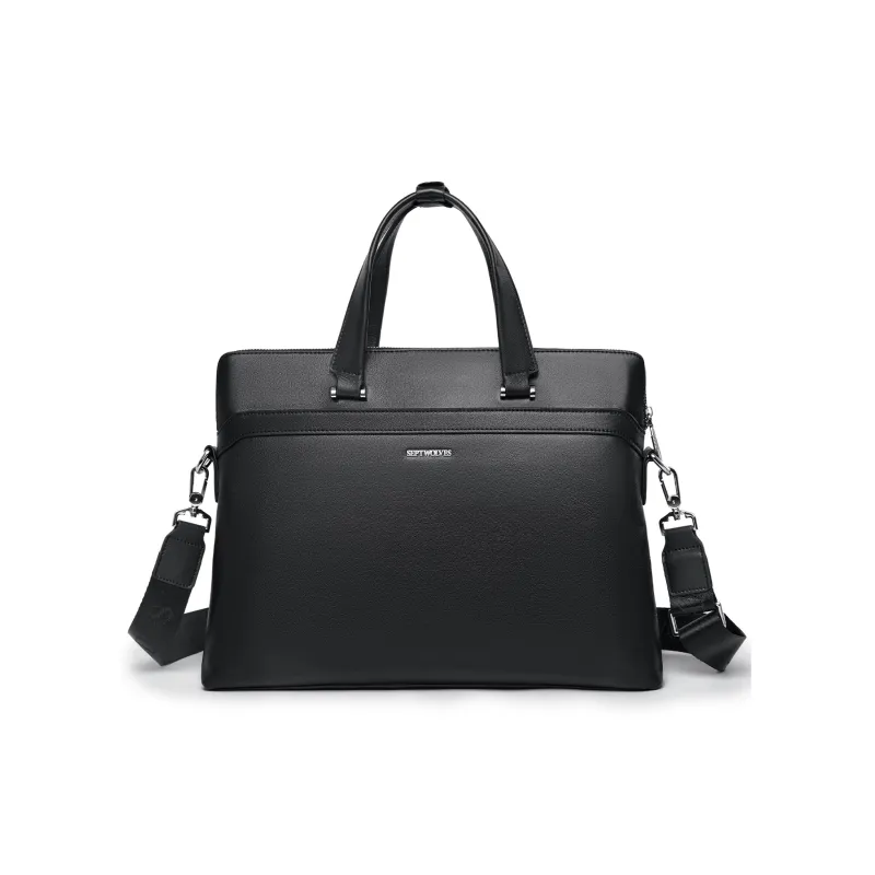 SEPTWOLVES Genuine Leather Briefcase QPL Men's Black-0