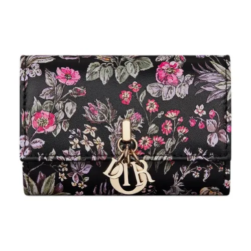 DIOR Calfskin Wallet Women's Black