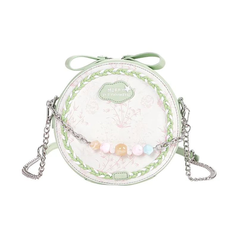 Miffy Synthetic Leather Round Bag, Shoulder Bag Small Size Women's Pink/Green-1