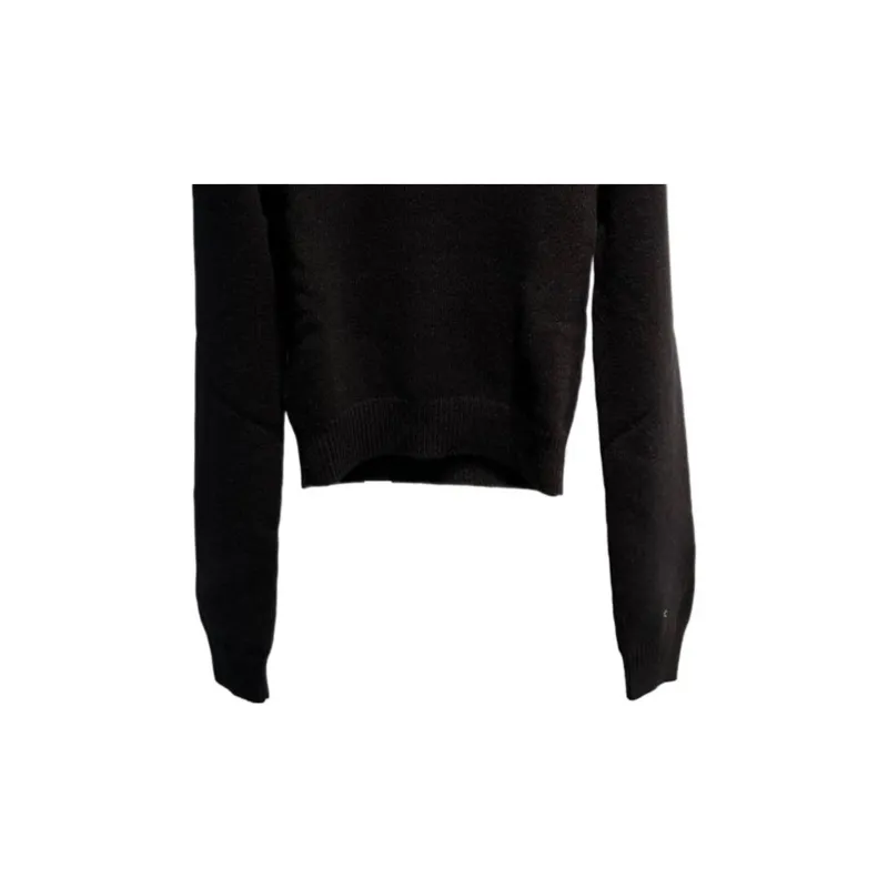 MIU MIU Logo Embellished Cropped Knitted Jumper-4