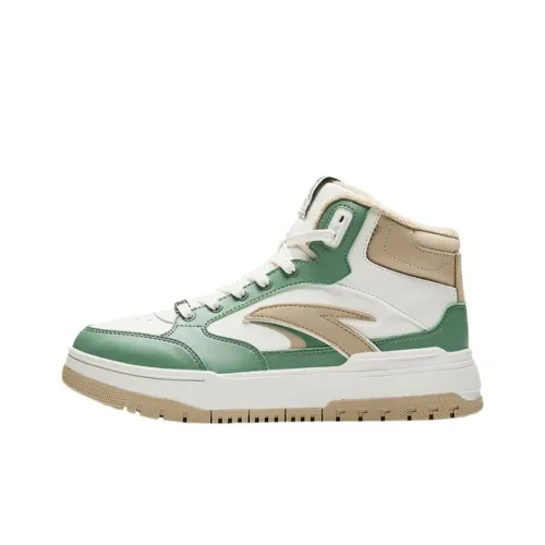 Anta 982 Warm Slip Resistant High Top Skateboard Shoes Women's White Beige Green