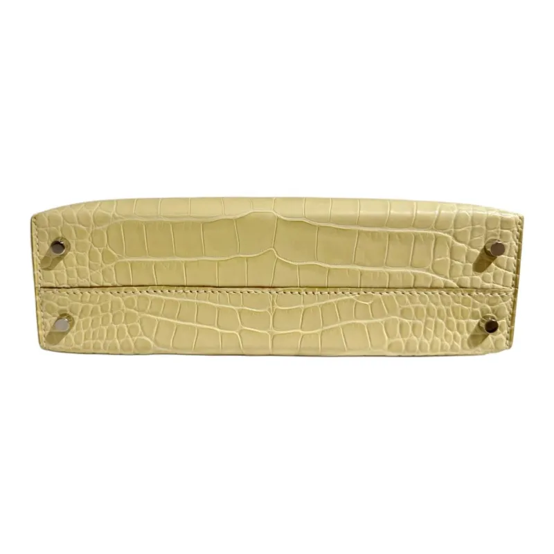 HERMES Mini Kelly 2nd Generation Crocodile Leather Kelly Bag Handbag Mini Women's Y1 Vanille Vanilla-3
