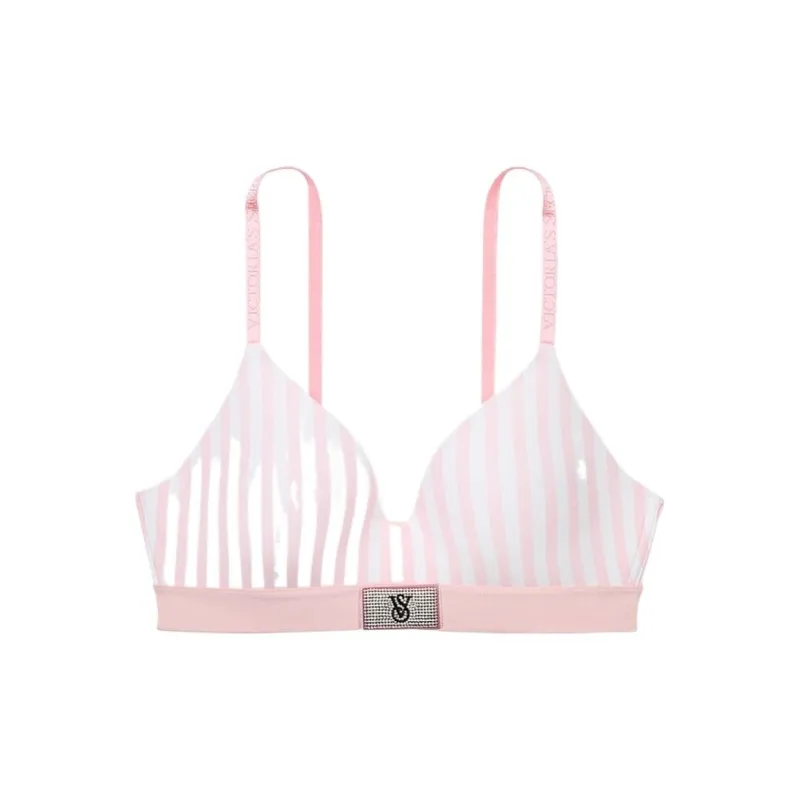 Victoria's Secret Bra Women's Pink White Stripes-0