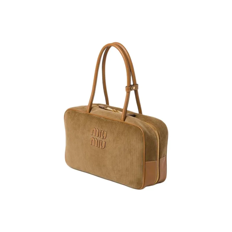 MIU MIU Fabric Handbag Women's Cinnamon-1