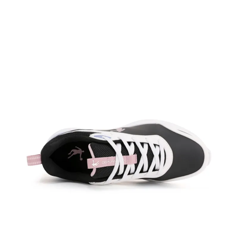 QIAODAN Cushioned Wear-Resistant Water-Resistant Low-Top Casual Running Shoes Women's Black White-4