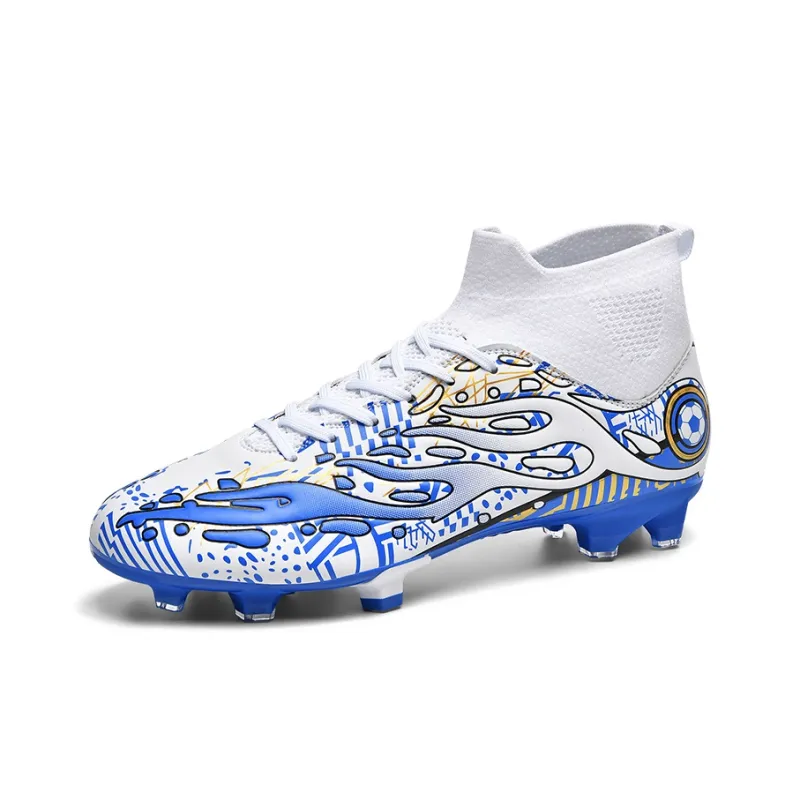 Black tailed deer Soccer Shoes Unisex High Top Aqua/White Blue/White Red-10