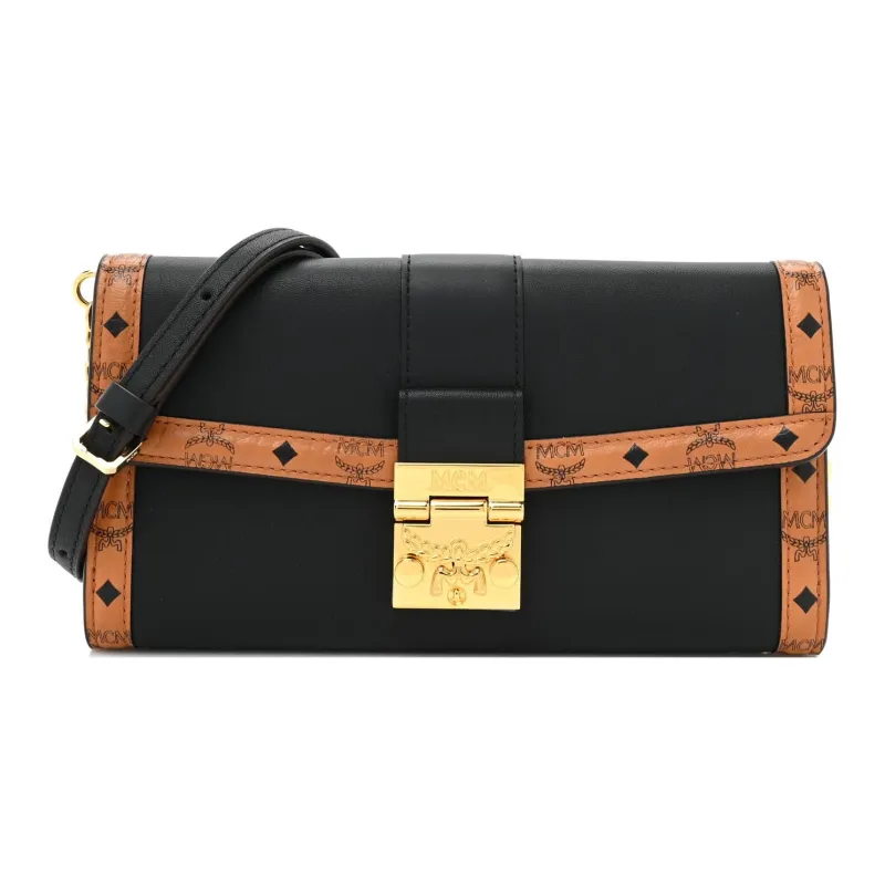 MCM Tracy Visetos Calfskin Crossbody Wallet Tubas Women's Black-1
