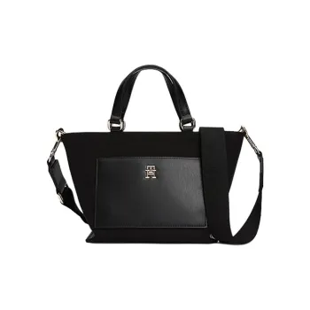 Tommy Hilfiger PU Polyurethane Tote Bag, Shopping Bag, Shoulder Bag, Crossbody Bag, Handbag Trumpets Women's Black