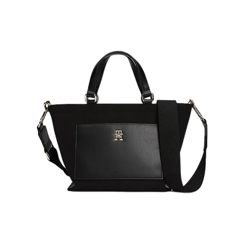 Tommy Hilfiger PU Polyurethane Tote Bag, Shopping Bag, Shoulder Bag, Crossbody Bag, Handbag Trumpets Women's Black-0