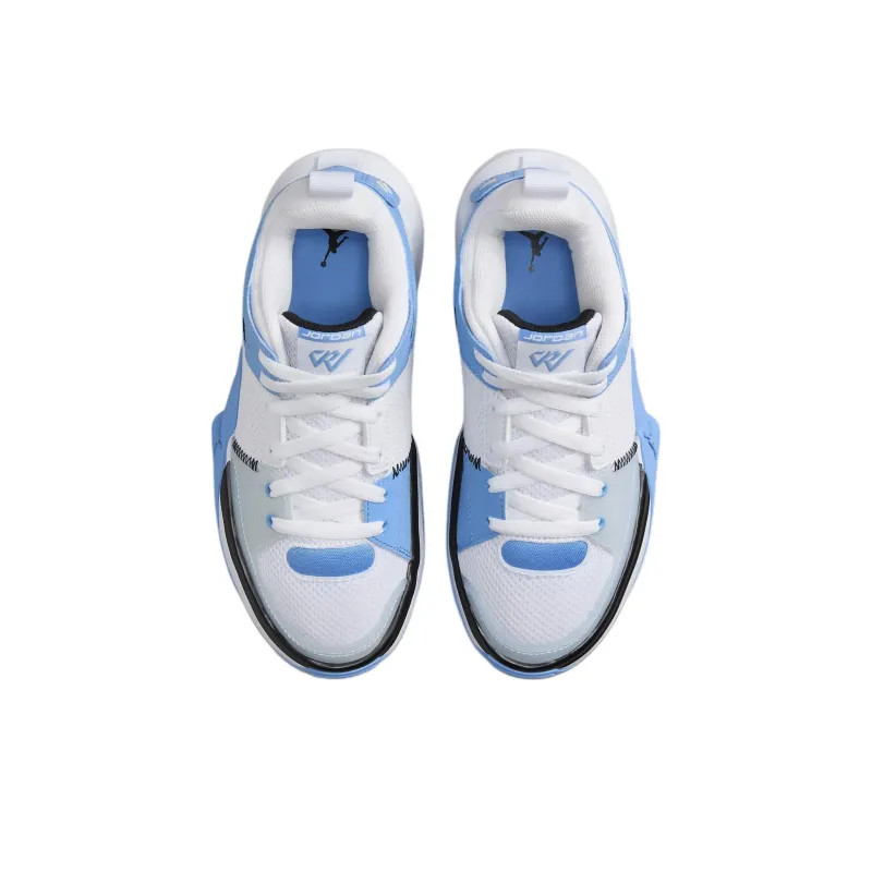 Jordan One Take 5 Anti Slip Wear Resistant Low Top Children's Basketball Shoes White Blue Teenagers-3