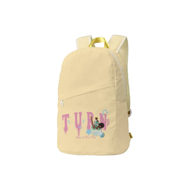TURN UP Polyester Students Backpack Unisex Yellow-1