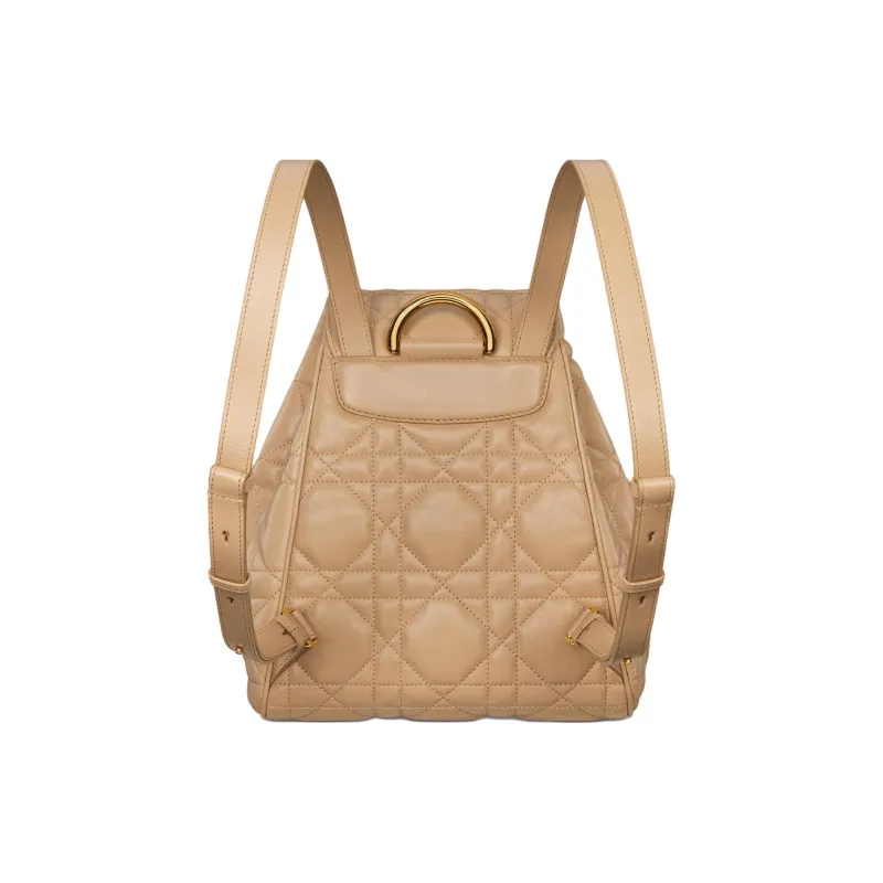 DIOR Caro Sheepskin Backpack Medium Size Women's Brown-2