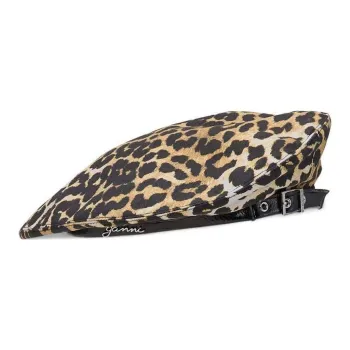 GANNI Leopard Print Asymmetric Beret