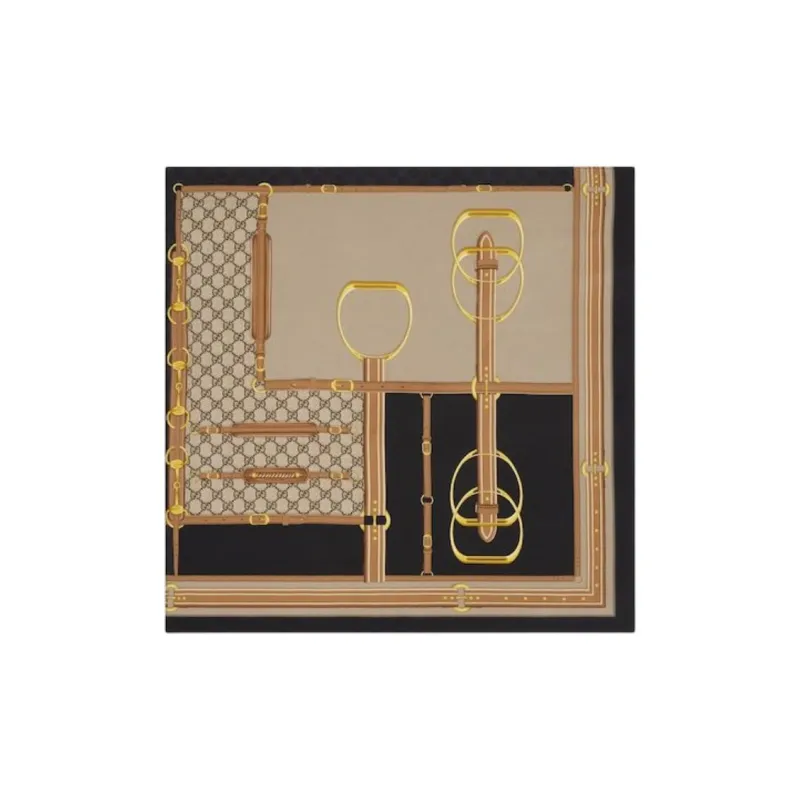 GUCCI Silk Scarves Unisex Black-0