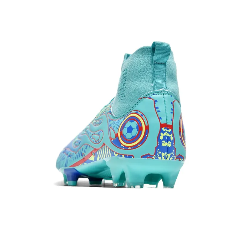 Black tailed deer Soccer Shoes Unisex High Top Aqua/White Blue/White Red-2