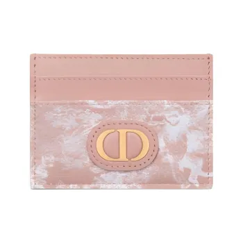 DIOR 30 Montaigne Fabric Jacquard Card Holder Women's Pink