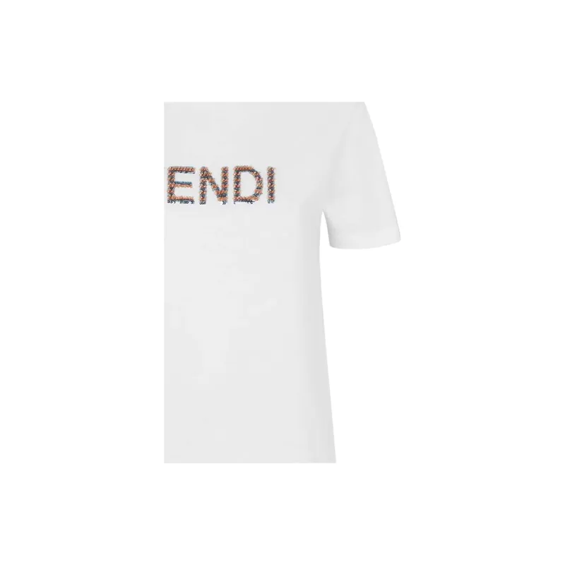 FENDI Logo Detailed Crewneck T Shirt-3