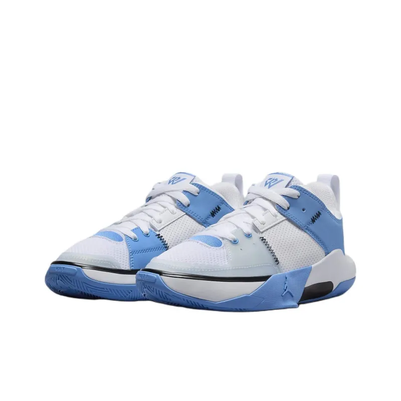 Jordan One Take 5 Anti Slip Wear Resistant Low Top Children's Basketball Shoes White Blue Teenagers-2