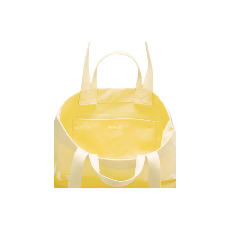 Lululemon Cotton Blend Canvas Canvas Bag Totes Shopping Bag One Shoulder Handbags Regular Unisex Swirl Yellow & White-1