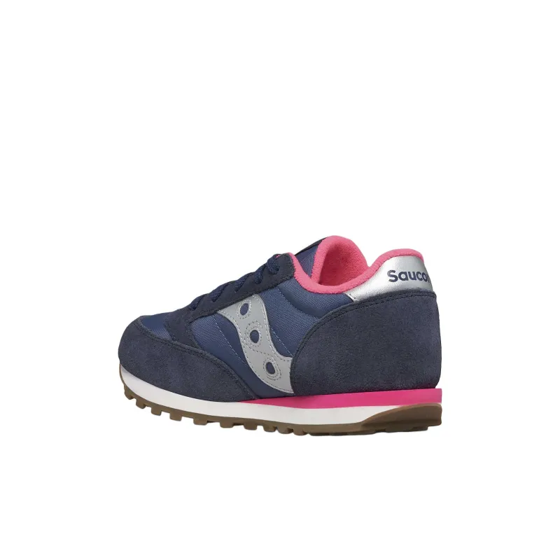 Saucony Jazz Original Anti-Slip Wear-Resistant Low-Top Kids Lifestyle Shoes Marine Blue Silver Pink Kids'-3