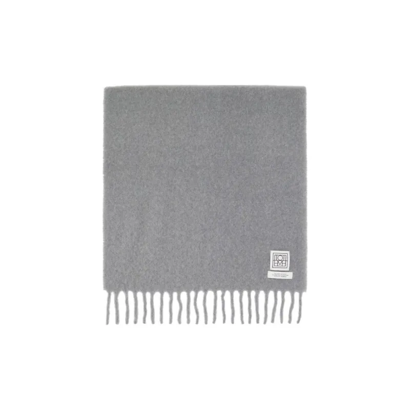 TOTEME Alpaca Knit Scarves Unisex Gray-0