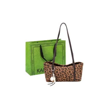 KARUISHA Suede Shoulder Bag Women's Yellow Brown/Leopard Print/Coffee
