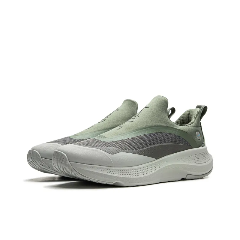 LiNing SOFT GO Anti Slip Wear Resistant Low Top Casual Shoes Men's Gray Green-2