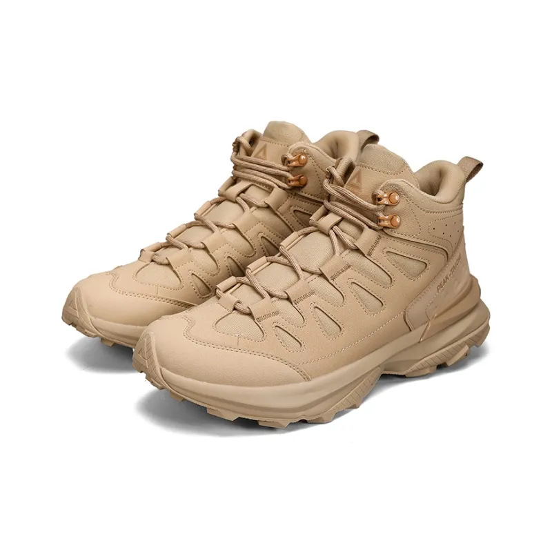 PEAK Cushioning Anti-Slip And Wear-Resistant High-Top Hiking Shoes Men's Sand Yellow-2