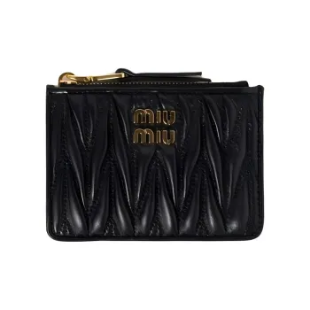MIU MIU Leather Quilted Nappa Card Holder Women's Black