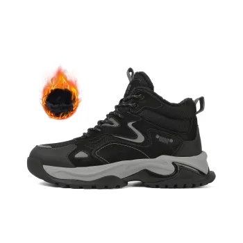 JEEP SPIRIT Black Warrior Thermal Abrasion Resistant Height Increasing Slip Resistant Mid Top Outdoor Boots Men's Black