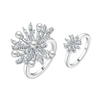 BABYBEI 925 Silver Plated In 18K White Gold Rings Women's