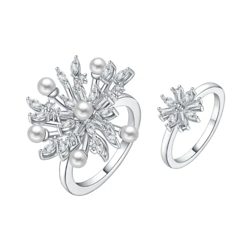 BABYBEI 925 Silver Plated In 18K White Gold Rings Women's