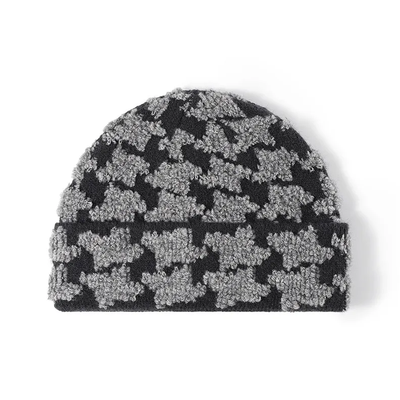 CARDANRO Faux Rabbit Fur Beanies Unisex Black-2