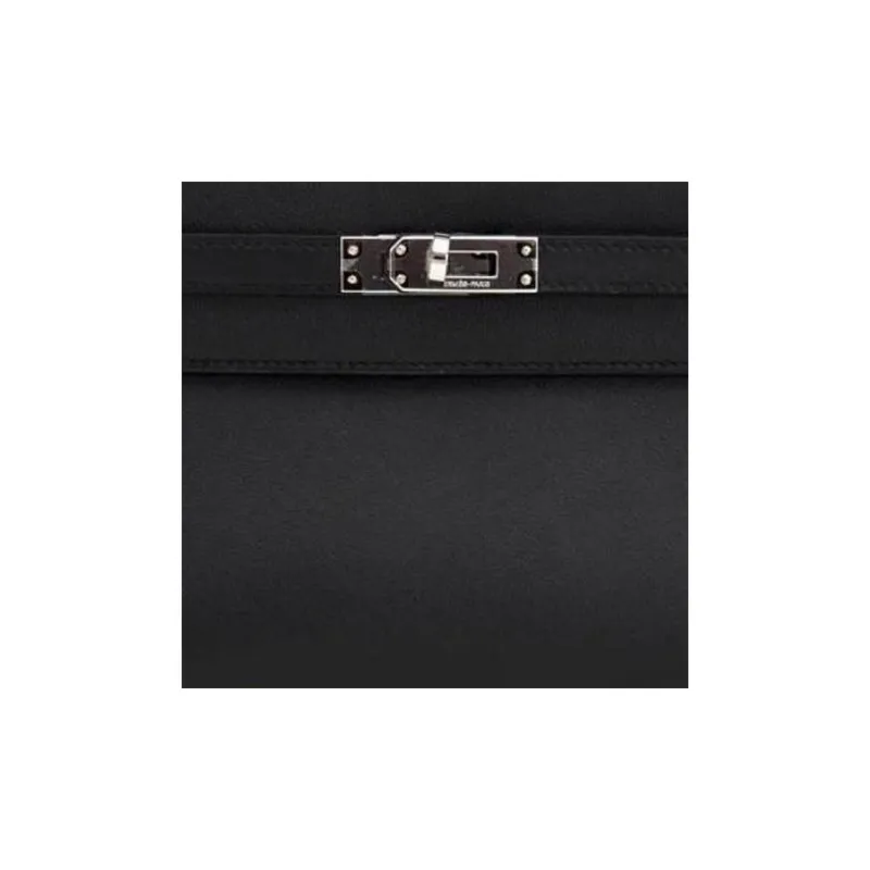 HERMES Mini Kelly Generation 1 Swift Leather Handbag Women's Black & Gold Brown-2