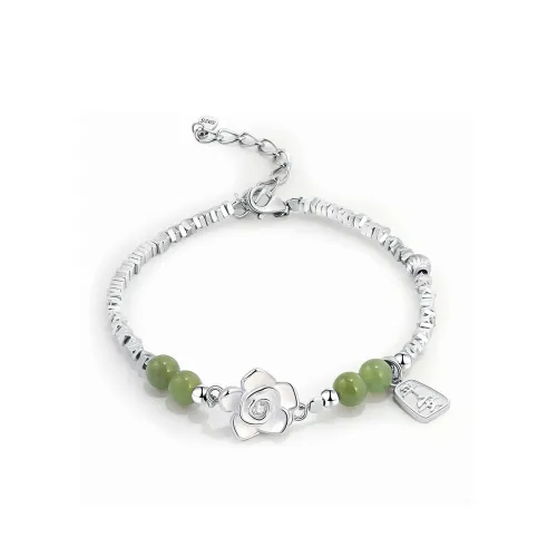 Hurry That Year Anniversary Gift Bracelet Pale Greenish White Jade Women's