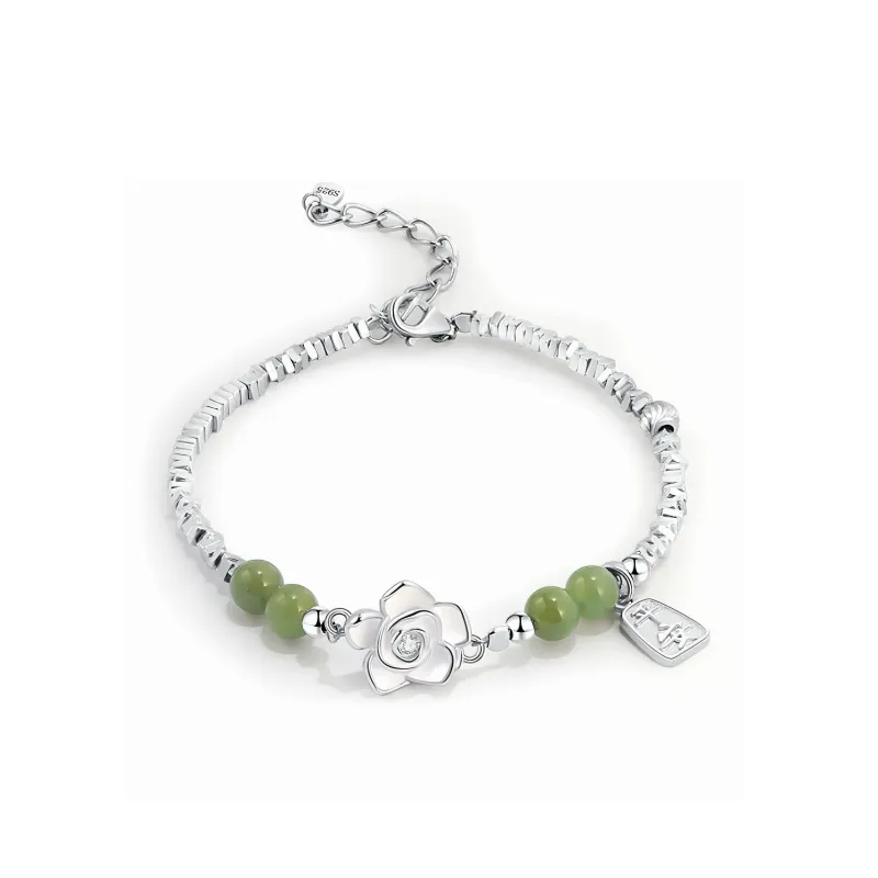 Hurry That Year Anniversary Gift Bracelet Pale Greenish White Jade Women's-0