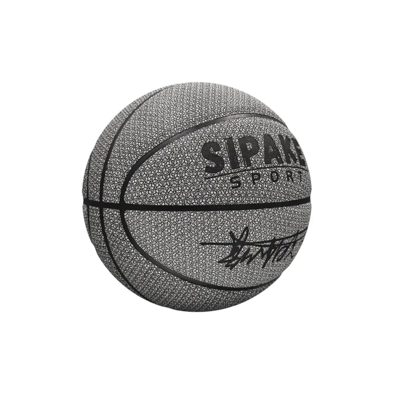 SIPAKESPORT Synthetic Leather Basketball Silver White Size 7 Standard Ball Reflective-5