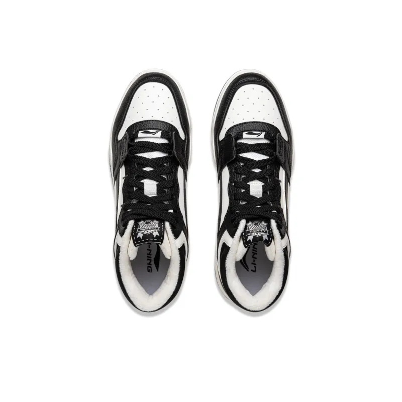 LINING Moonlight White HI Skateboard Shoes Unisex Mid Top Black/Mist White-3