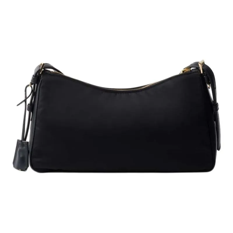 PRADA Recycled Nylon Handbag Shoulder Bag Large Size Women's Black-3