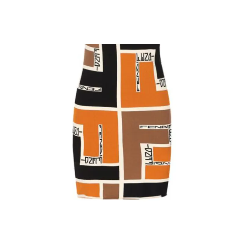 FENDI Colour block High neck Minidress-3